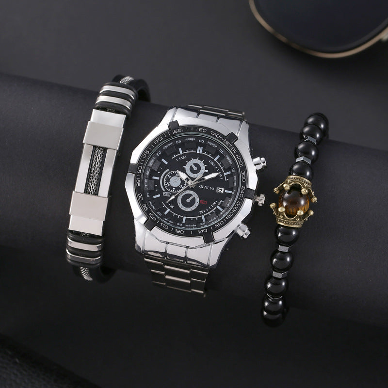 Men's Steel Belt Fashion Watch Set