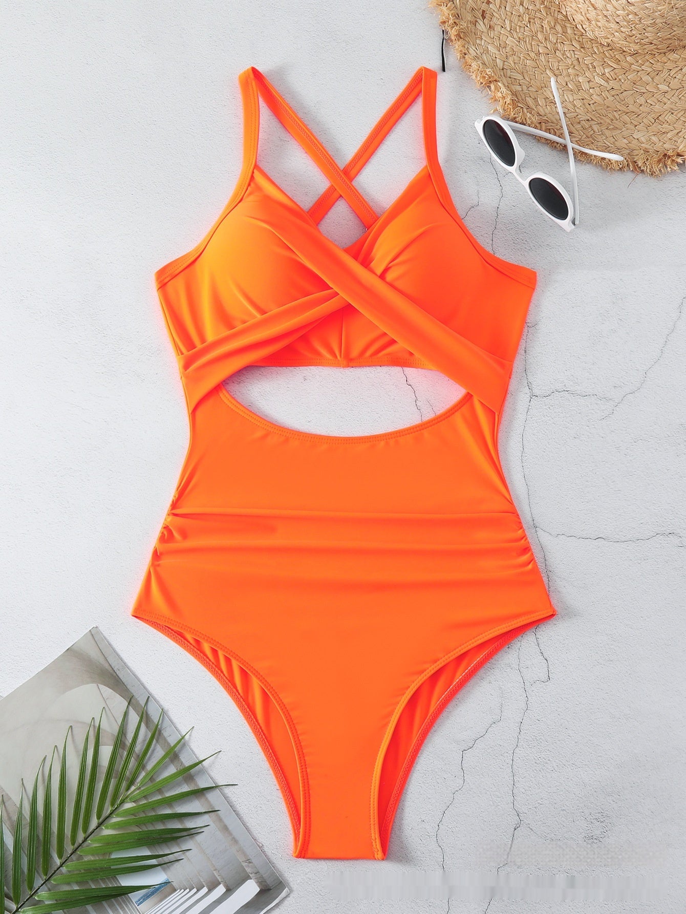 Sexy Cutout Cross Color Matching Swimsuit