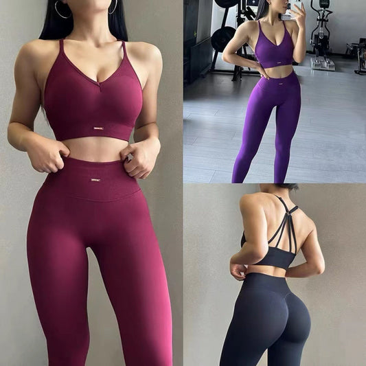 C3M European And American High Waist Sweat-absorbent Workout Clothes Sling Yoga Suit