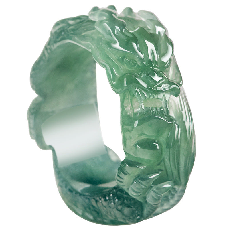 Natural Emerald Blue Dragon King Ring