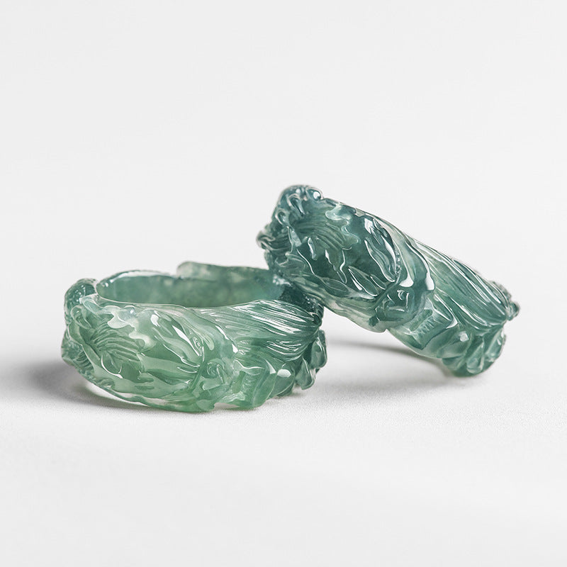 Natural Emerald Blue Dragon King Ring