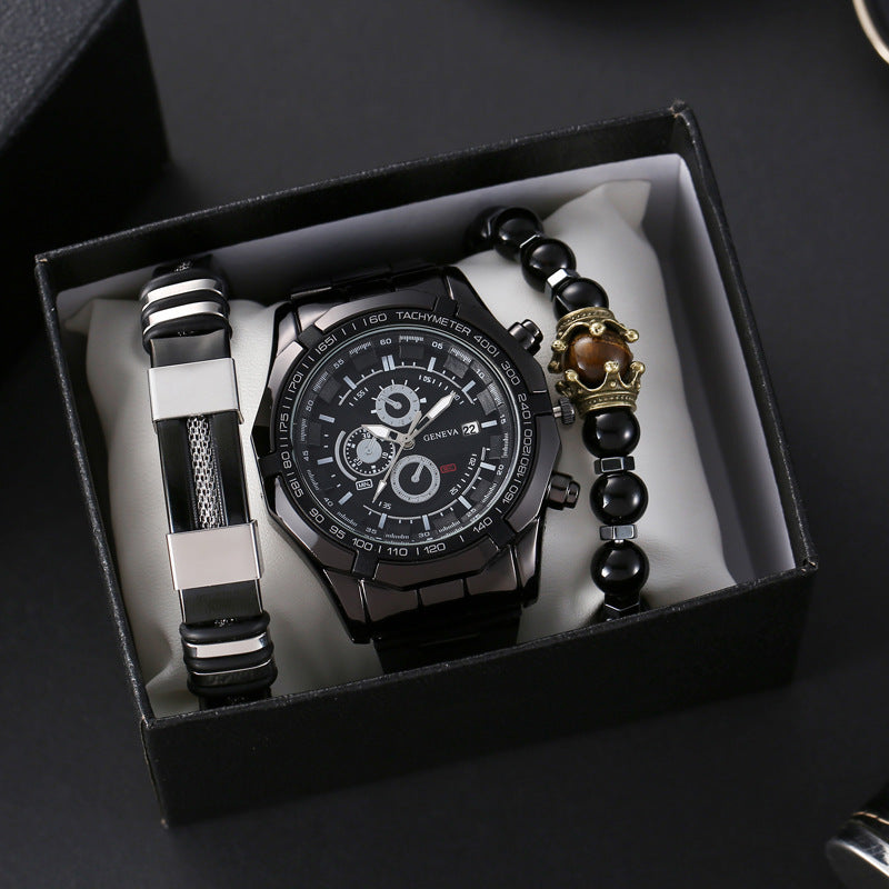 Men's Steel Belt Fashion Watch Set